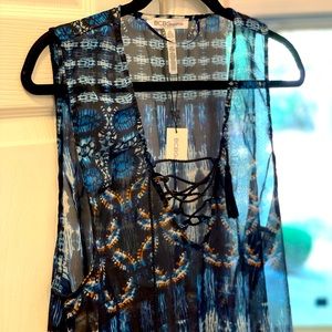 BCBG blue faded tie dye cover up